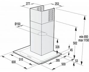 OK647G 60cm nerez/sklo