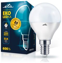 E14 7W LED kulatá teplá bílá