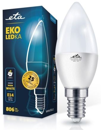 E14 8W LED svíčka teplá bílá