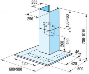 OK935G 90cm nerez/sklo
