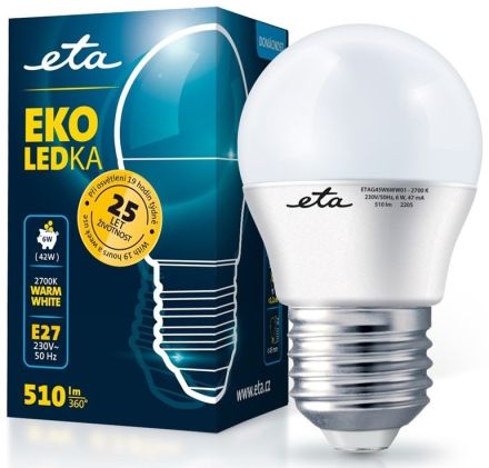 E27 6W LED mini globe teplá bílá