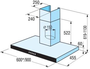 OK935GX 90cm nerez/černá