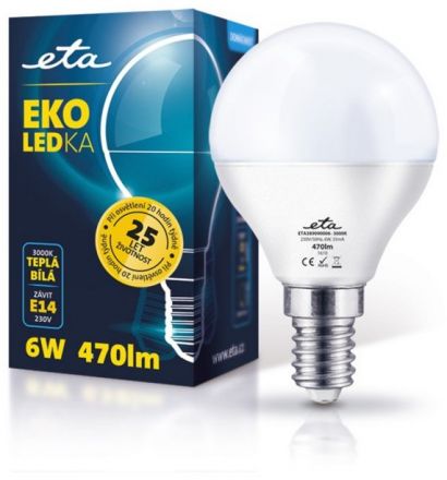 E14 6W LED teplá bílá