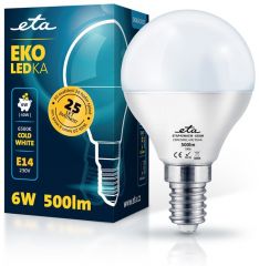 E14 6W LED mini globe studená bílá