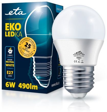 E27 6W LED mini globe neutrální bílá