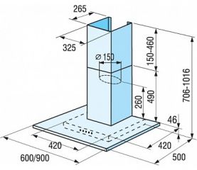 OK635G 60cm nerez/sklo