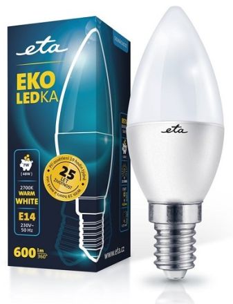 E14 7W LED svíčka teplá bílá