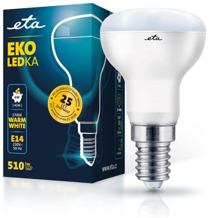E14 6W LED R50 teplá bílá