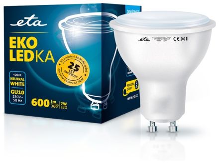 GU10 7W LED neutrální bílá