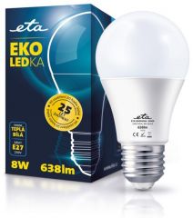 E27 8W LED teplá bílá