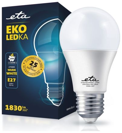E27 18W LED teplá bílá