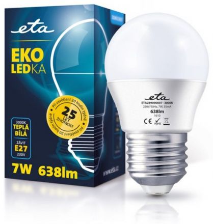 starý model E27 7W LED mini globe teplá bílá