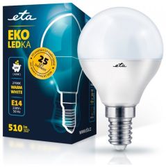 E14 6W LED kulatá teplá bílá